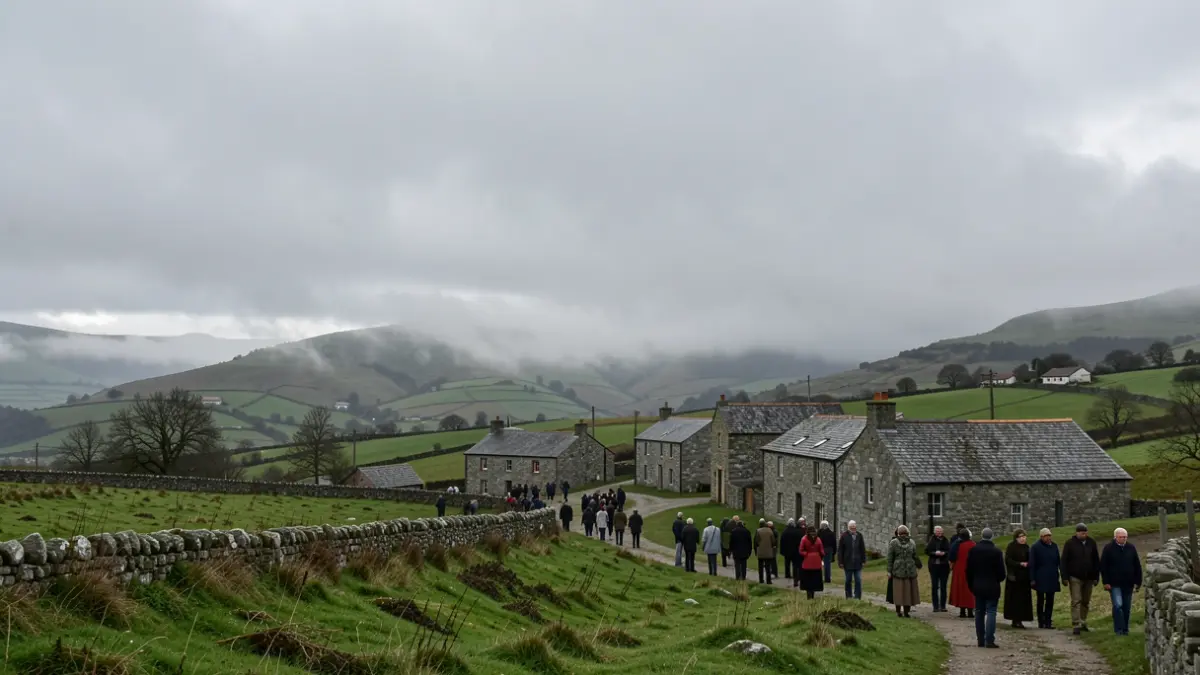Imagen genérica de cielo nublado con niebla sobre un paisaje rural gallego.