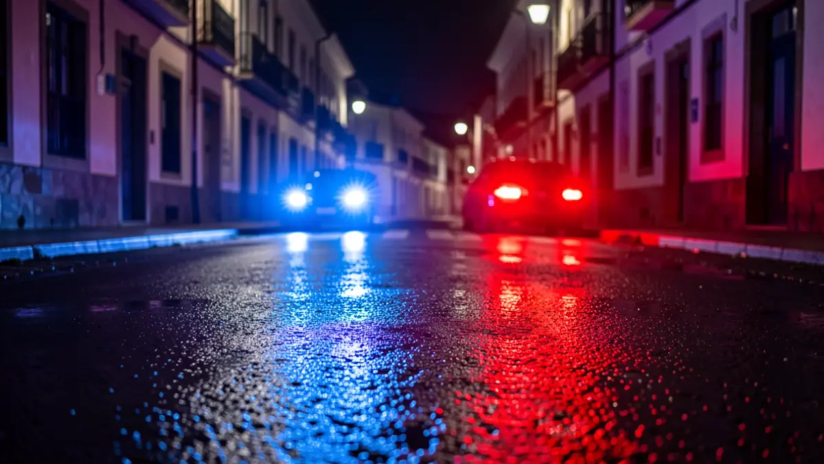 Imaxe xenérica de luces de emerxencia nunha rúa urbana.