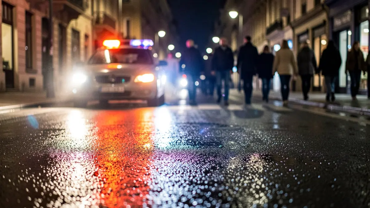 Imagen genérica de luces de emergencia en una calle urbana por la noche.