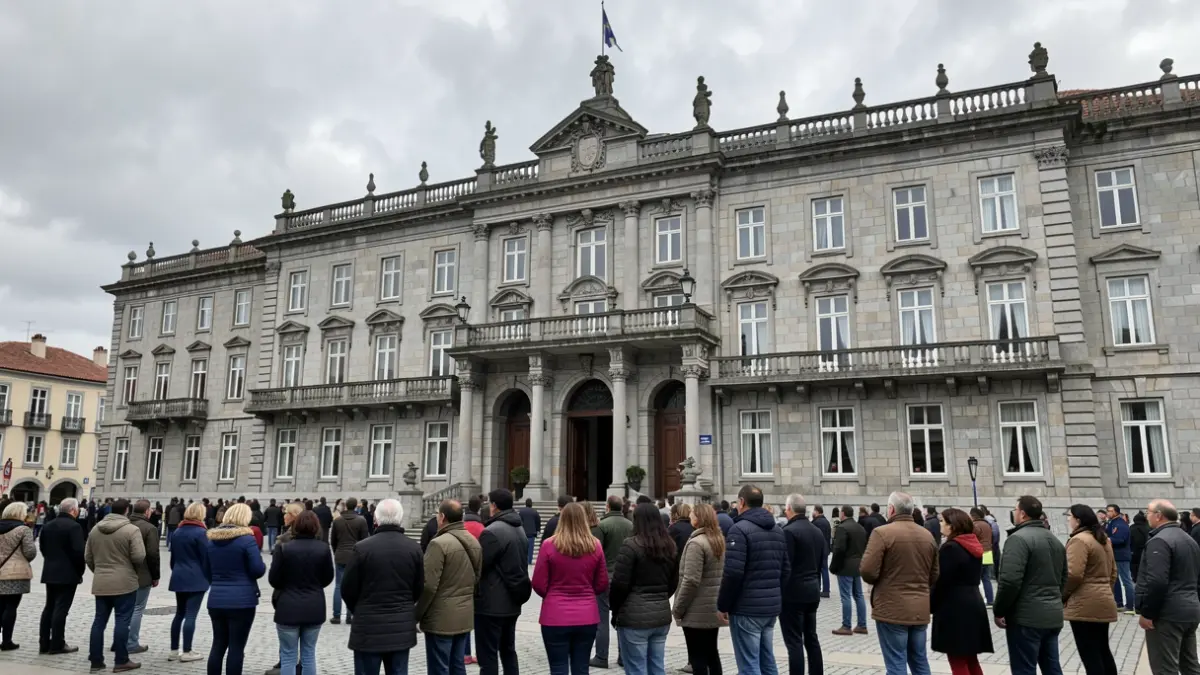 Imagen genérica del Parlamento de Galicia con cielo nublado.