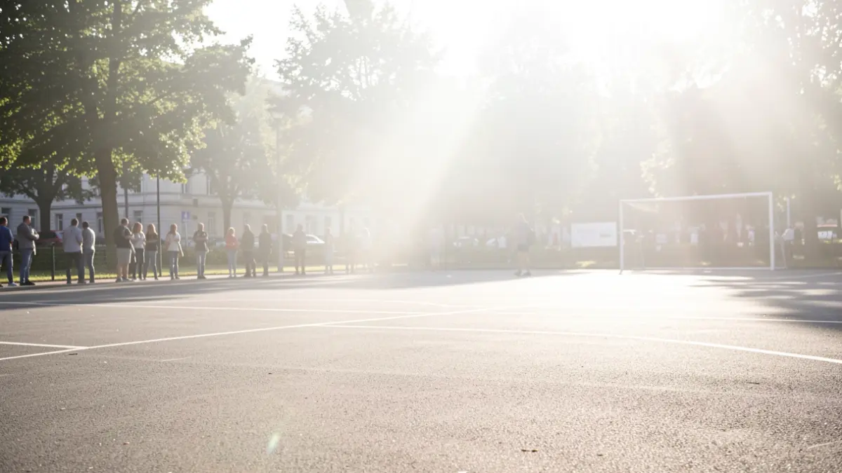 Imagen genérica de una pista deportiva vacía bajo un sol intenso.