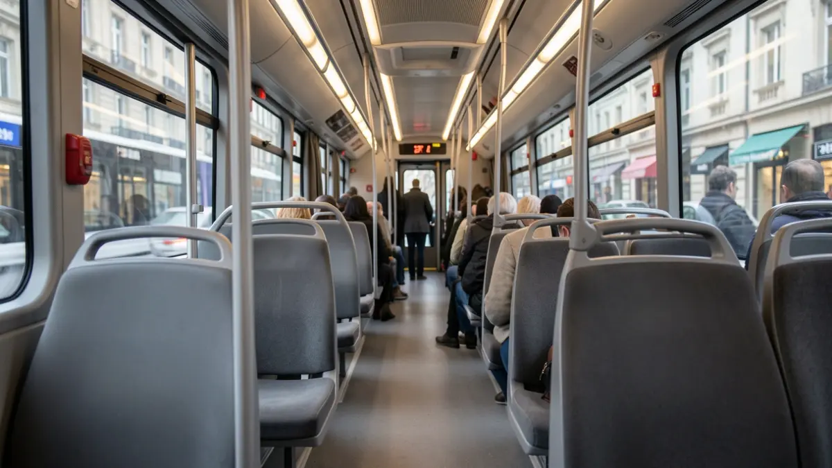 Imaxe xenérica dun interior de autobús moderno baleiro.