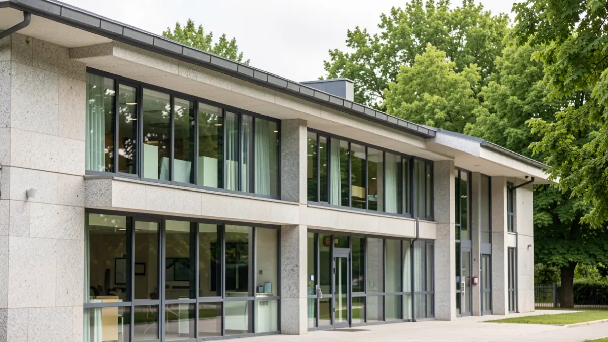 Imagen genérica de arquitectura gallega combinando piedra tradicional y edificios modernos con amplias ventanas, simbolizando la innovación en salud.