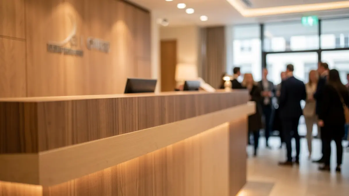 Imagen genérica de una recepción de hotel moderna y acogedora.