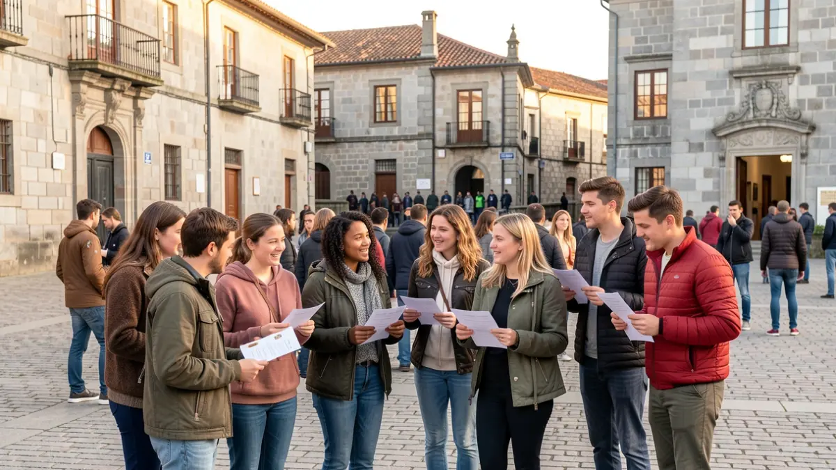 Imaxe xenérica de mozos participando nunha xincana urbana en Galicia.