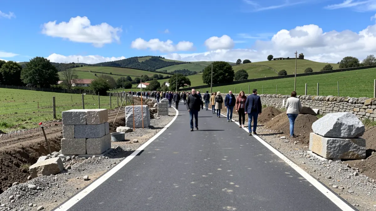 Imaxe xenérica dunha obra dunha senda peonil e ciclista en Galicia.