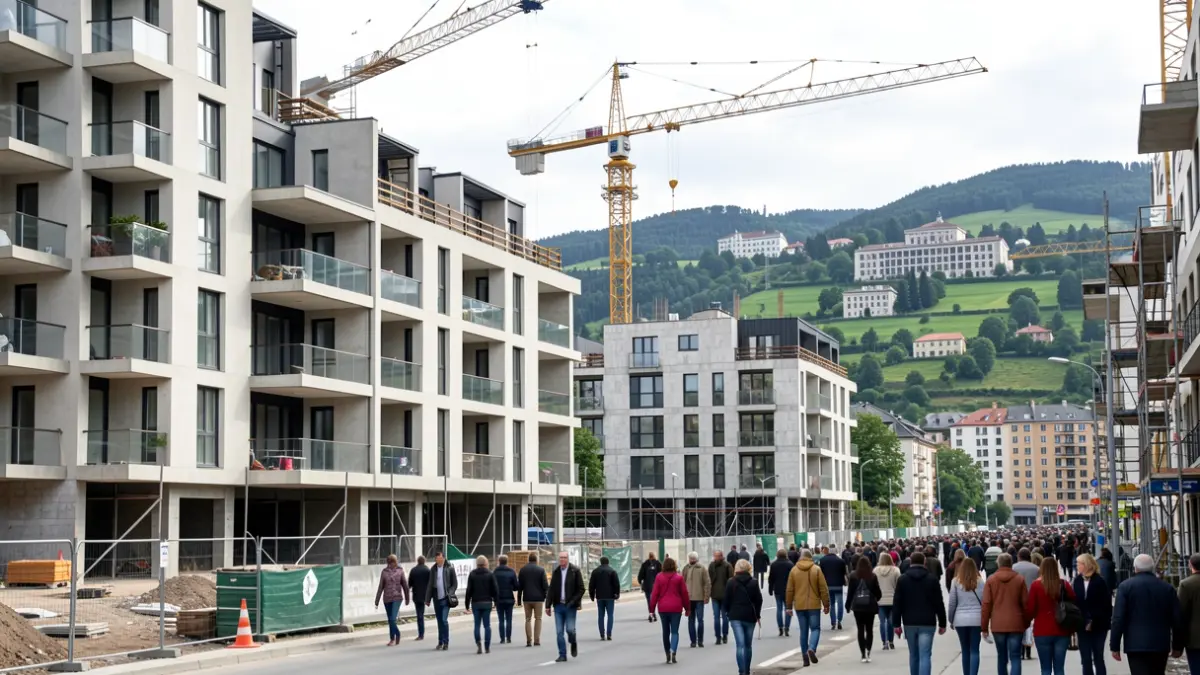 Imaxe xenérica de edificios de vivendas en construción en Galicia.