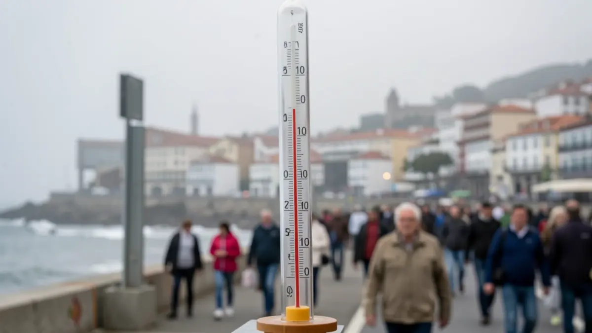 Imaxe xenérica dun termómetro marcando unha temperatura moi alta nun día de calor en Galicia.