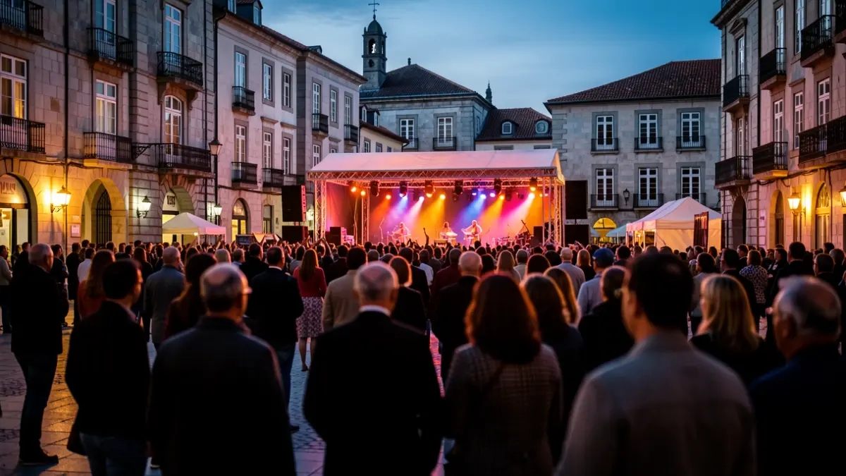Imagen genérica de un festival al aire libre en A Coruña con gente y escenario.