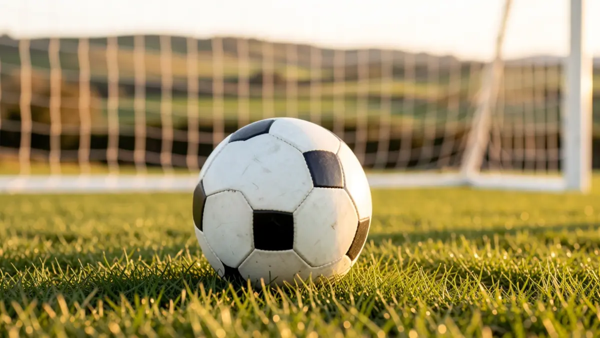 Imaxe xenérica dun balón de fútbol nun campo.