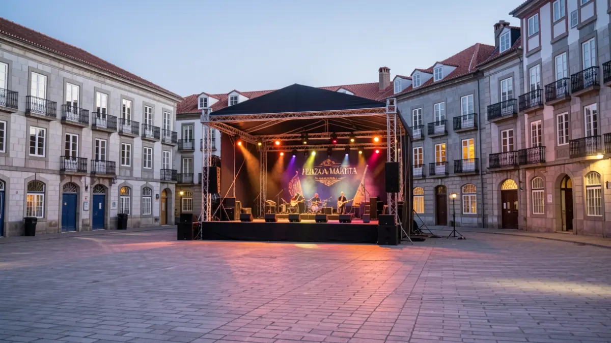 Imagen genérica de la Plaza de María Pita con escenario para conciertos.