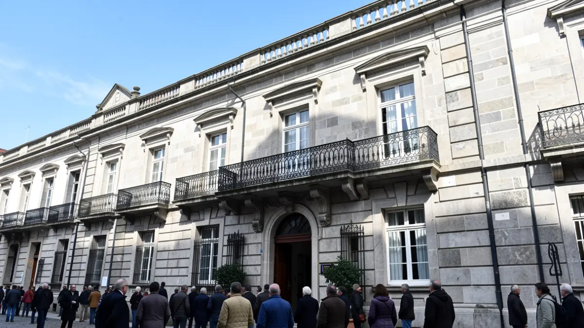 Imaxe xenérica da fachada dun edificio institucional de Galicia con arquitectura de granito.