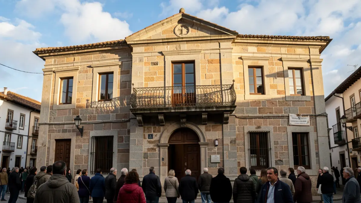 Imagen genérica de una Casa Común de Galicia con balcón de granito.
