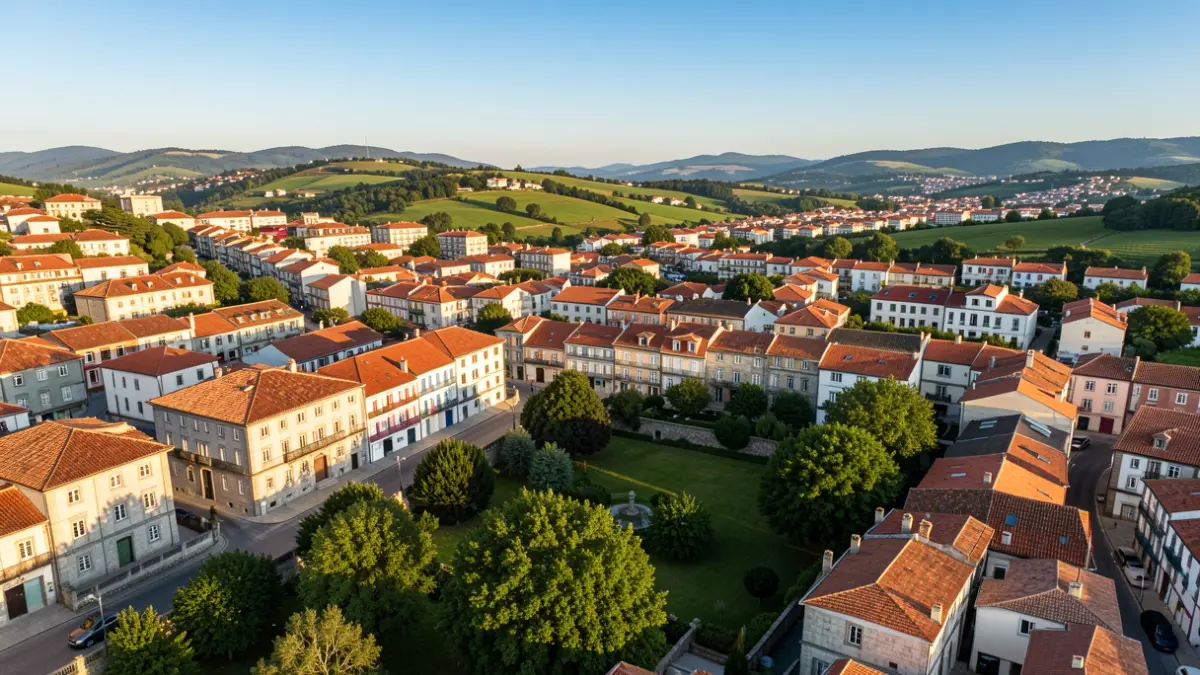 Imaxe xenérica de barrios urbanos galegos con edificios residenciais e espazos verdes.