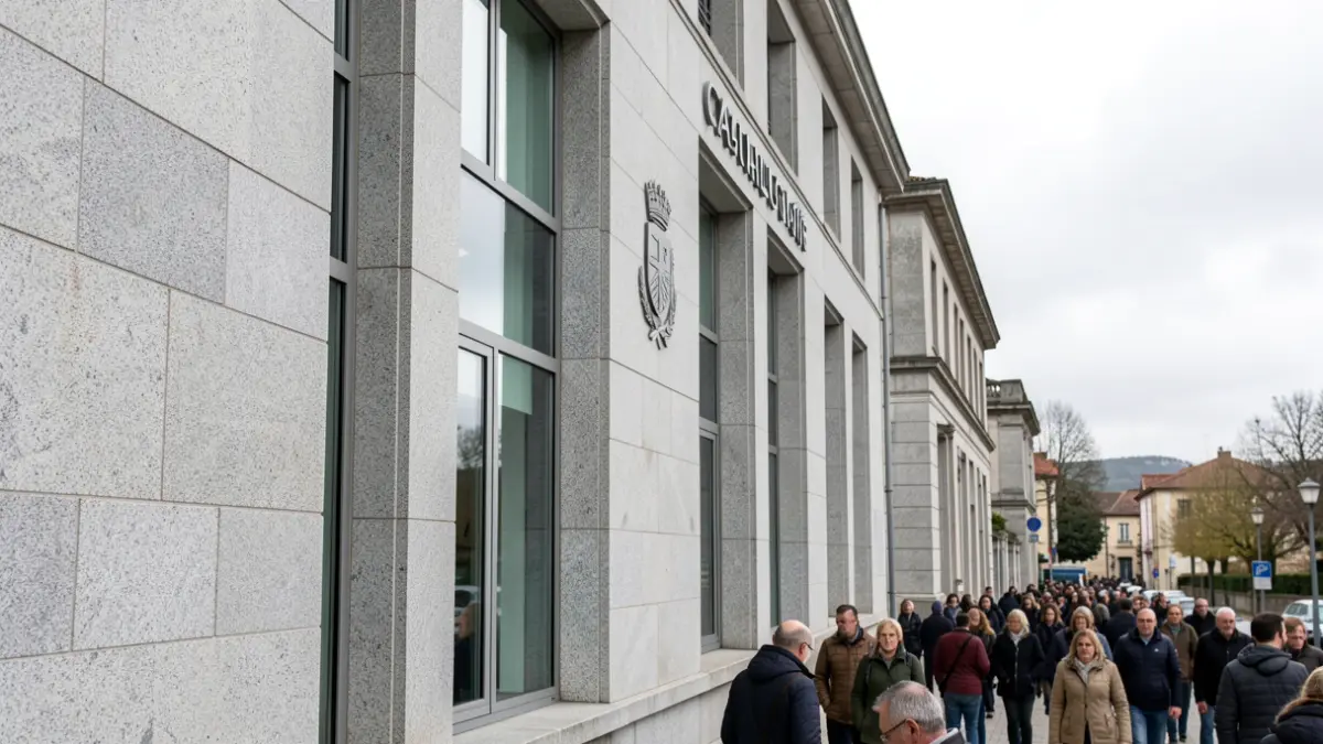 Imaxe xenérica dun edificio institucional de granito en Galicia.