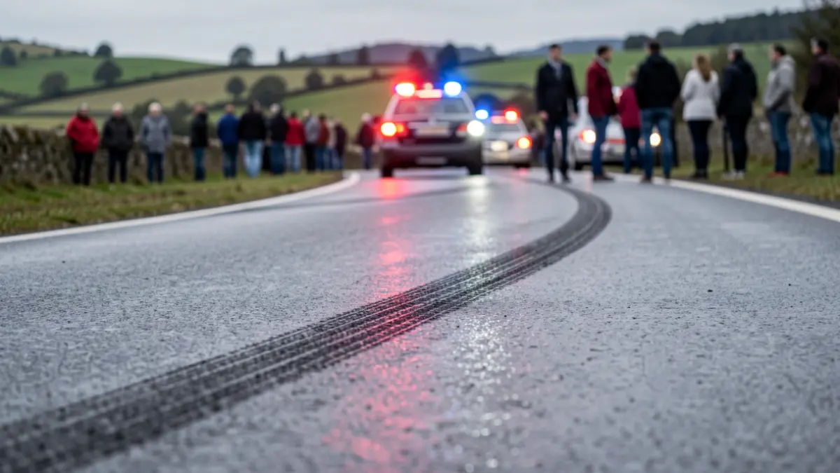 Imagen genérica de luces de emergencia reflejadas en una carretera mojada.