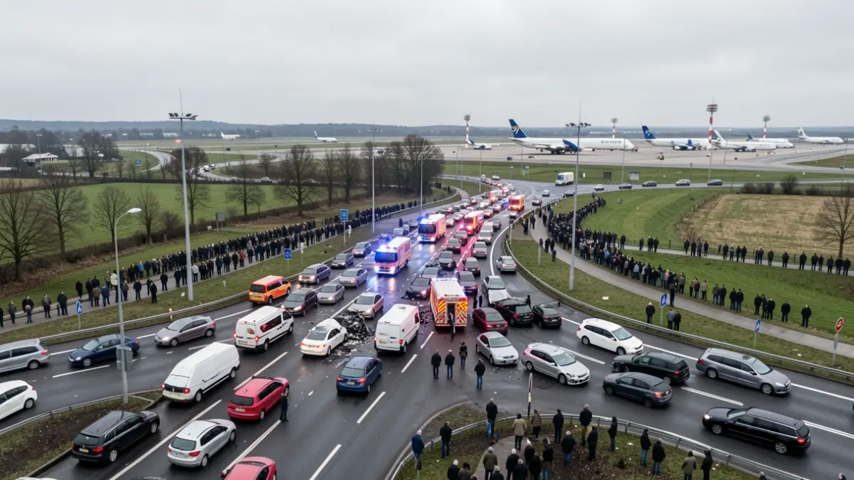Imaxe xenérica de accidente de tráfico con retencións.