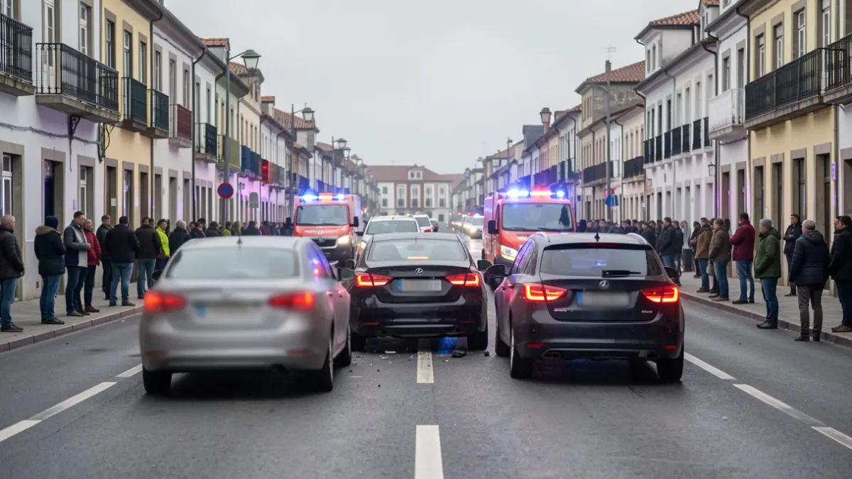 Imaxe xenérica de accidente de tráfico con luces de emerxencia.