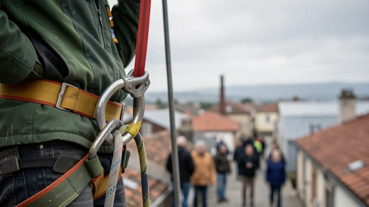 Imagen genérica de sistemas de líneas de vida y arneses de seguridad en Galicia.