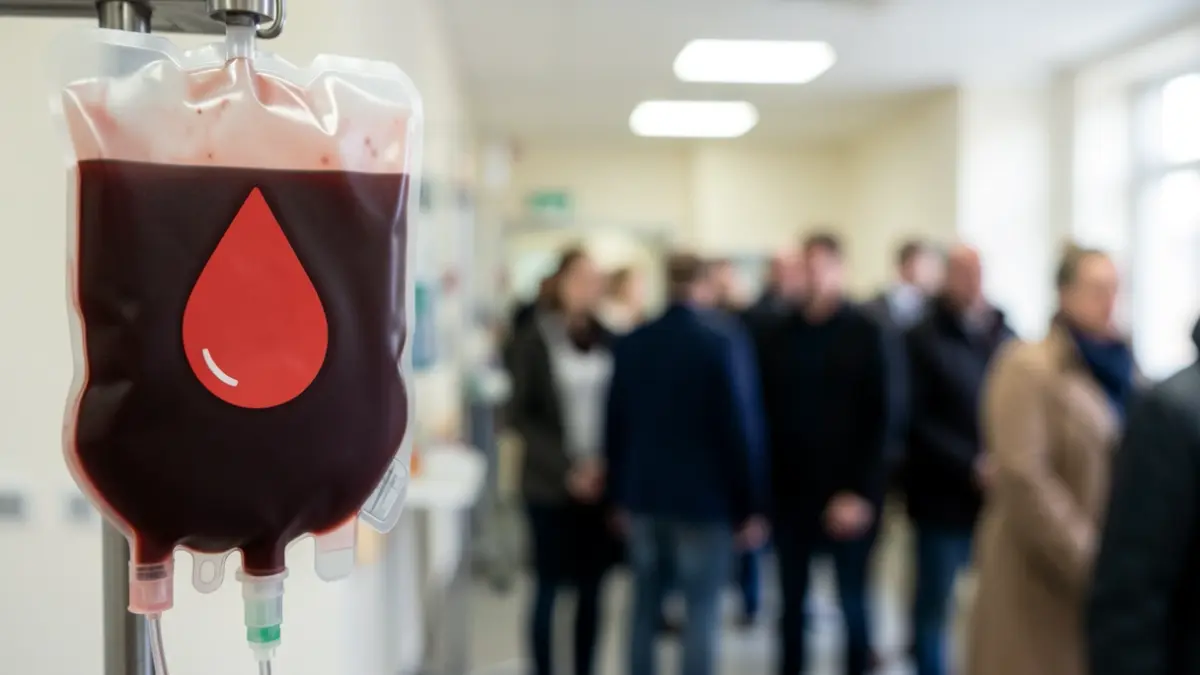 Imaxe xenérica de bolsa de sangue cun símbolo vermello.