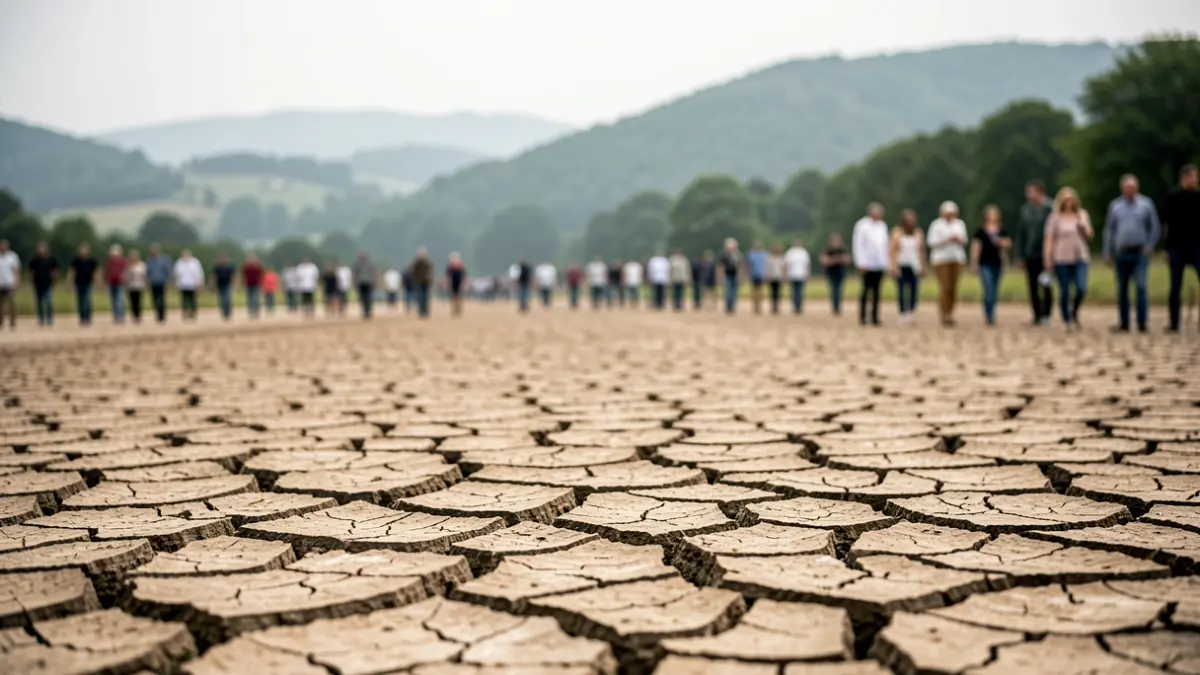 Imagen genérica de tierra seca con un río sin agua en Galicia.
