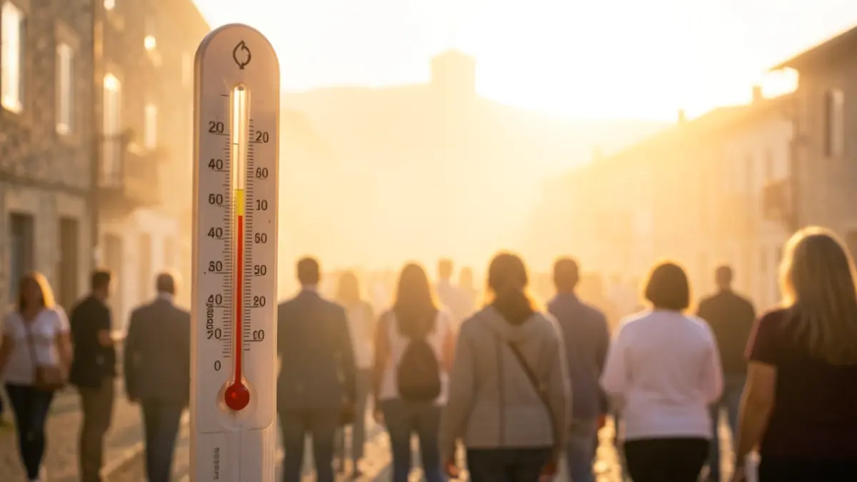 Imaxe xenérica de termómetro marcando alta temperatura con efecto de calor.
