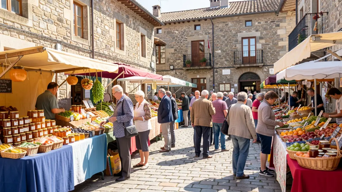 Imaxe xenérica dunha feira de produtos locais en Galicia.