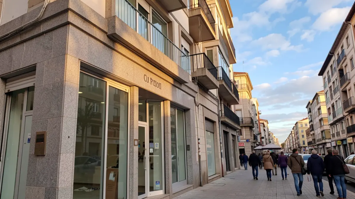 Imaxe dun baixo comercial en proceso de reforma para convertelo en vivenda nunha rúa da Coruña.