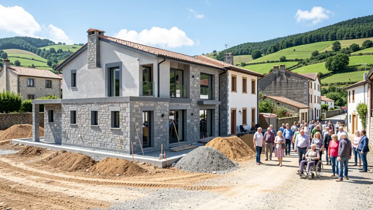 Imaxe xenérica de obras dun edificio residencial en Galicia.