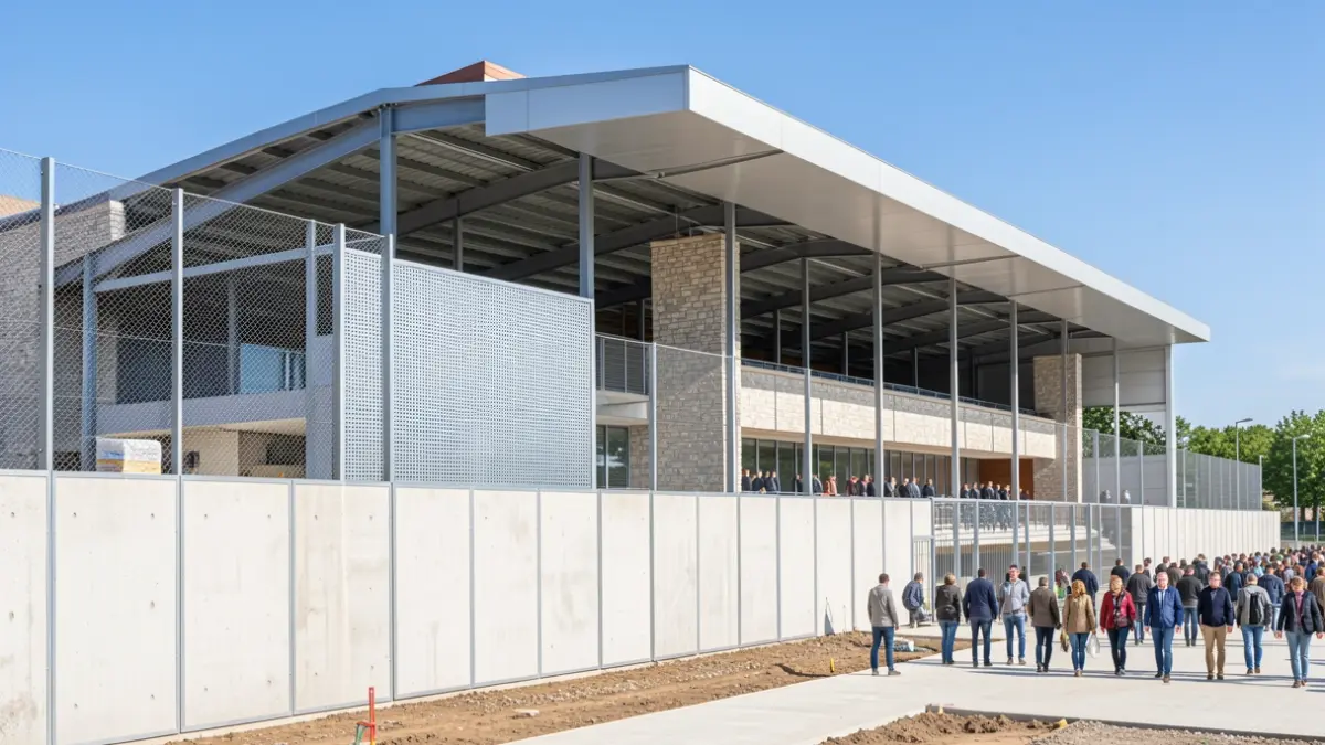 Imaxe xenérica de obras de mellora nun pavillón deportivo en Galicia.
