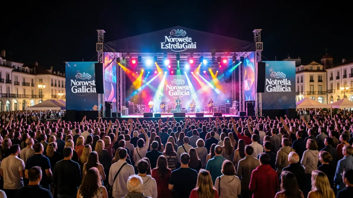 Imaxe dun concerto nocturno no Festival Noroeste Estrella Galicia en A Coruña.