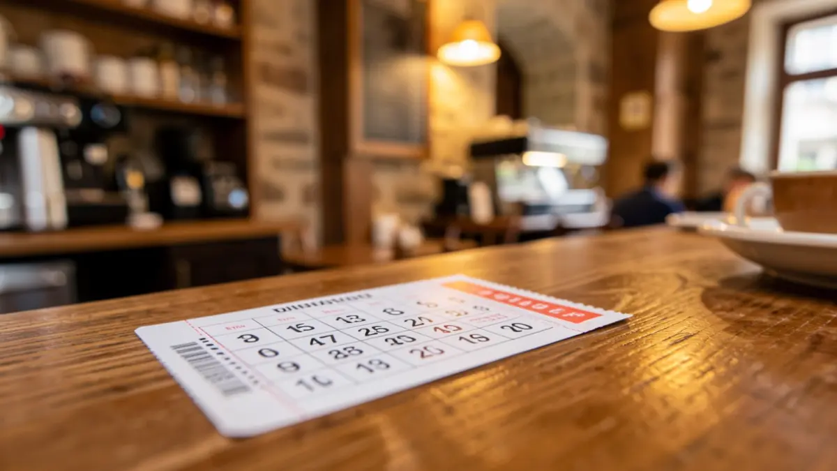 Imagen de un boleto de lotería con un número ganador en una cafetería de Galicia.