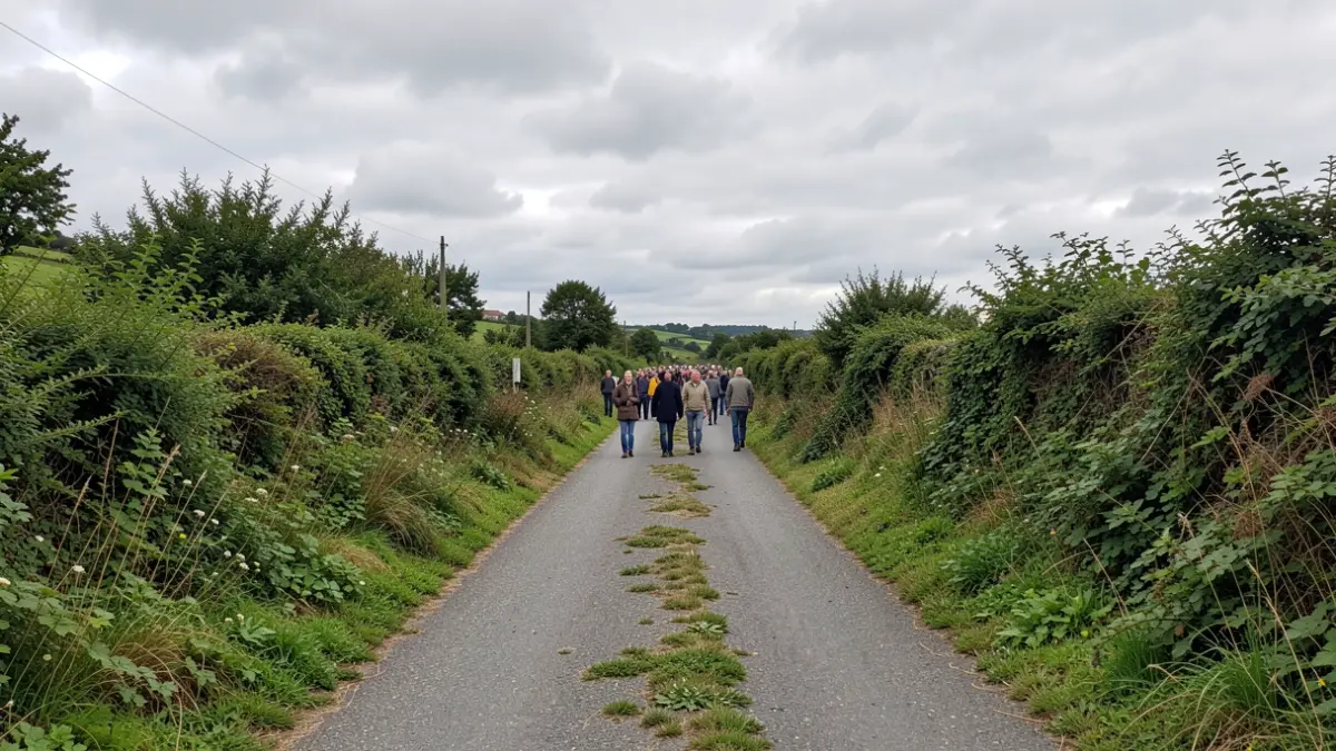 Imagen genérica de un camino rural en Galicia con vegetación desbrozada.