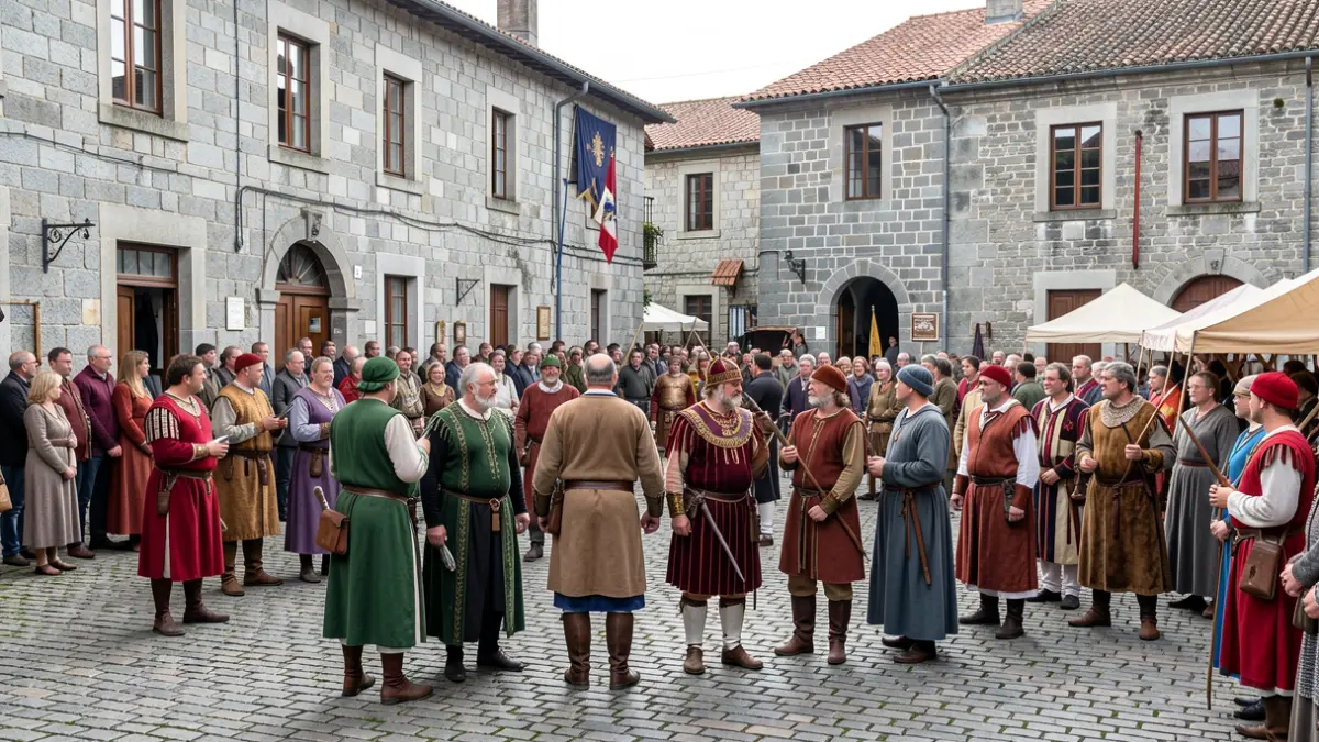 Imaxe xenérica dunha recreación histórica cunha multitude vestida con traxes celtas e romanos nas rúas de Celanova.