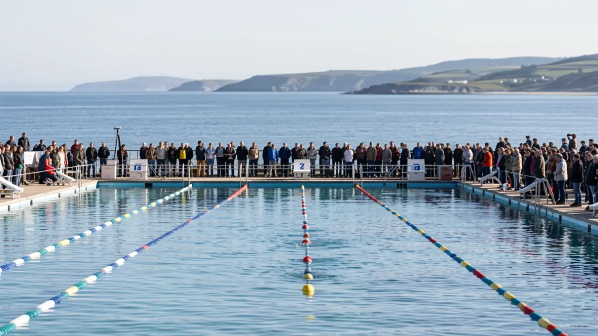 Imaxe xenérica dun percorrido de natación en mar aberto.
