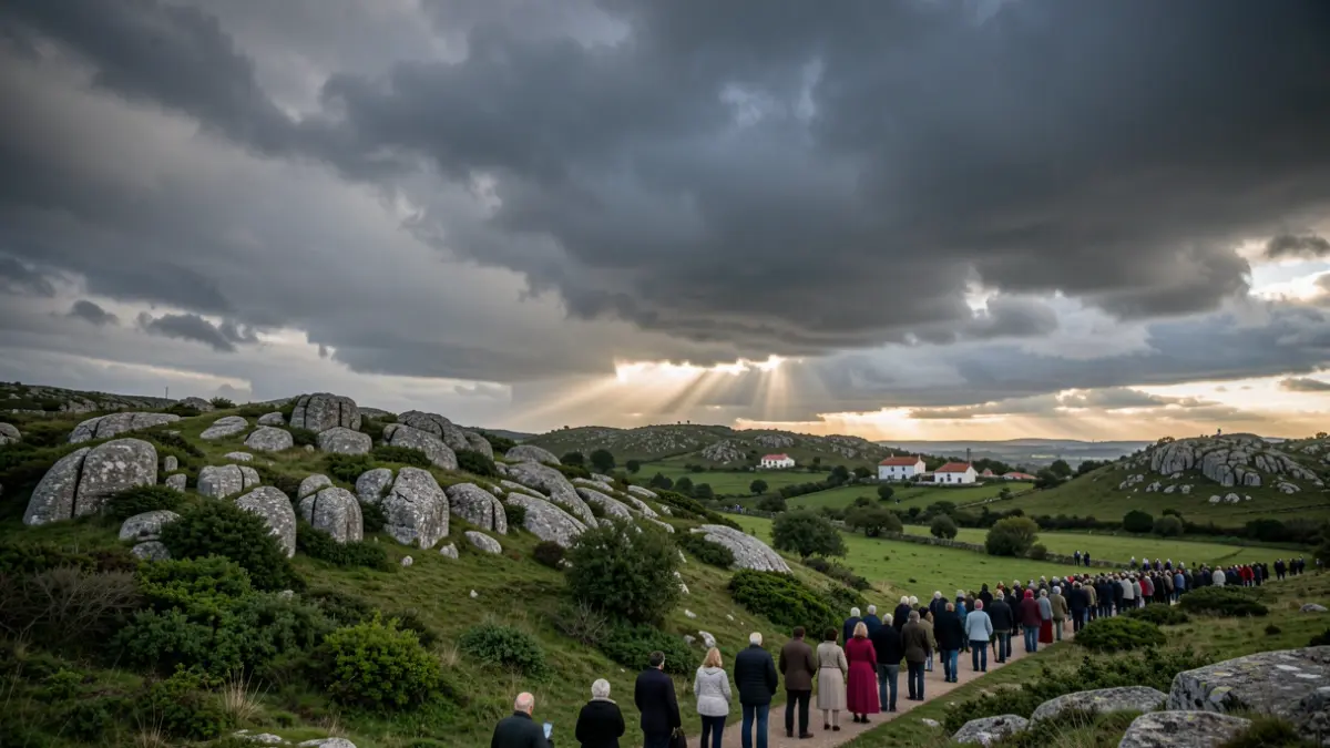 Imaxe xenérica de nubes de tormenta sobre unha paisaxe galega.
