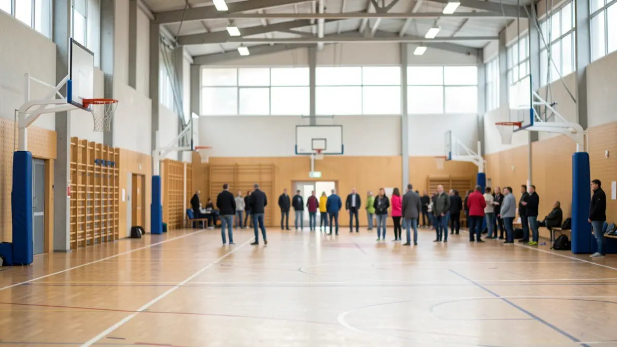 Imaxe xenérica dun pavillón deportivo baleiro en Galicia.