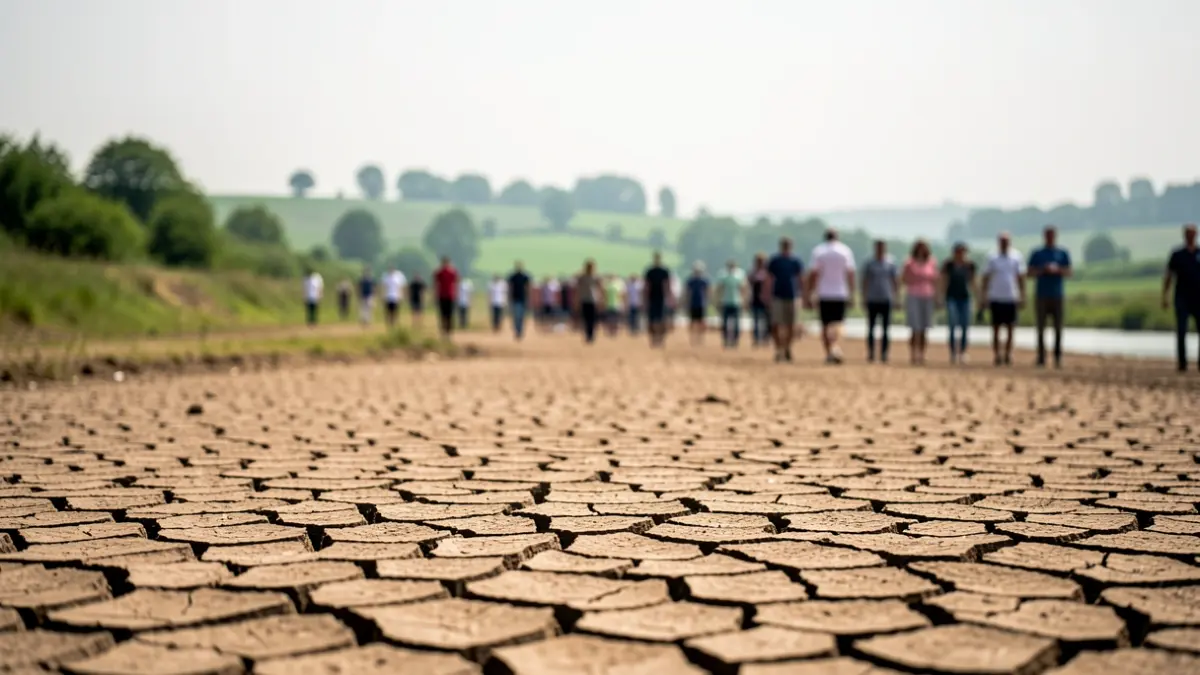Imaxe xenérica dun leito de río seco con terra rachada, simbolizando a seca.