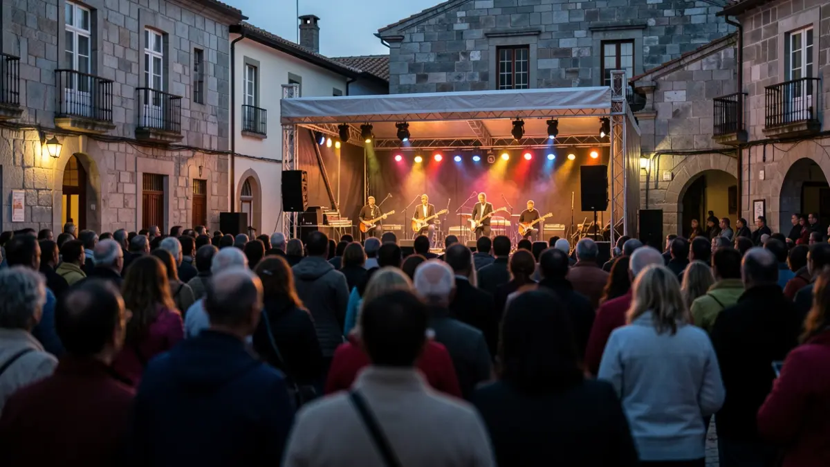 Imagen de un concierto al aire libre en la Plaza del Ayuntamiento de Vila de Cruces.