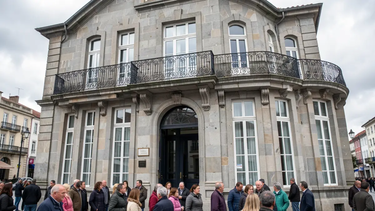 Imagen genérica de la fachada de un edificio institucional de Galicia con arquitectura de granito.