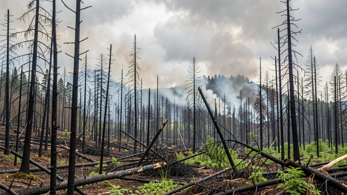 Imaxe xenérica de incendio forestal en Galicia.