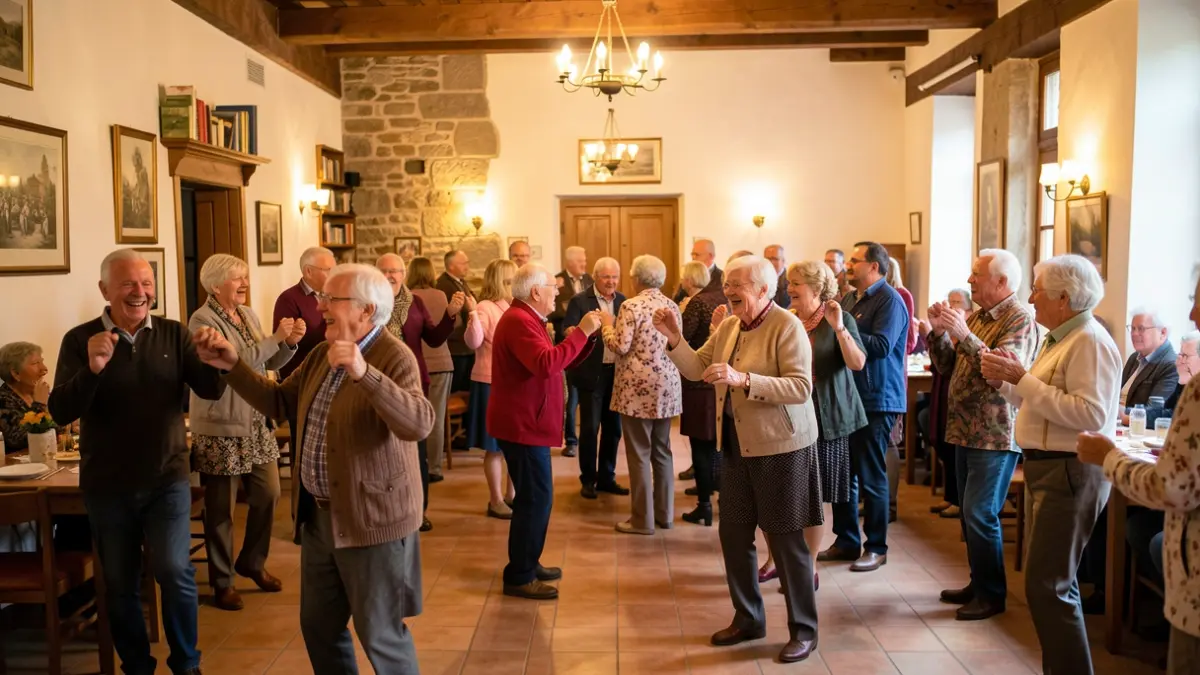 Imagen genérica de personas mayores bailando en un centro comunitario.
