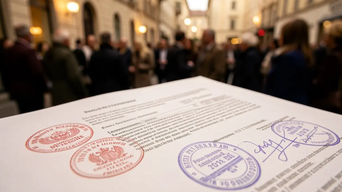 Primeira plana dun documento legal con selos oficiais, representando licitacións públicas.