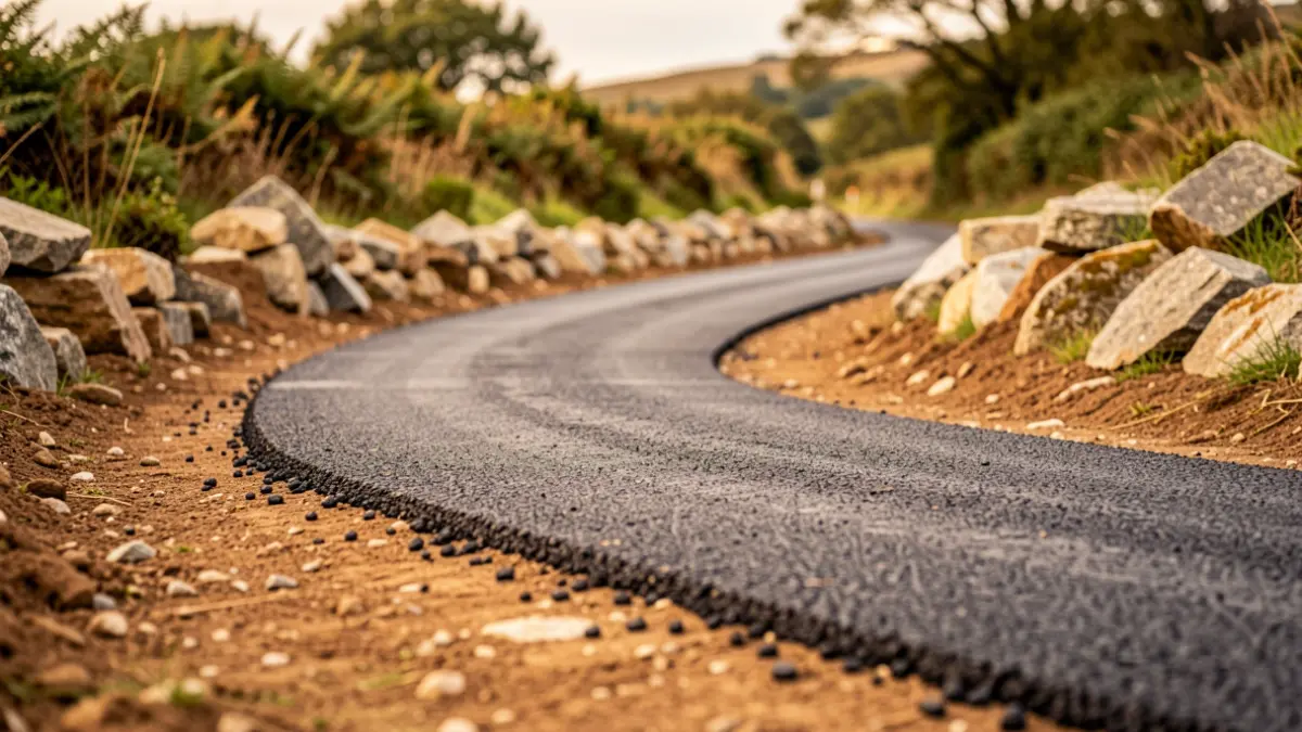 Imagen genérica de obras en un camino rural en Galicia.