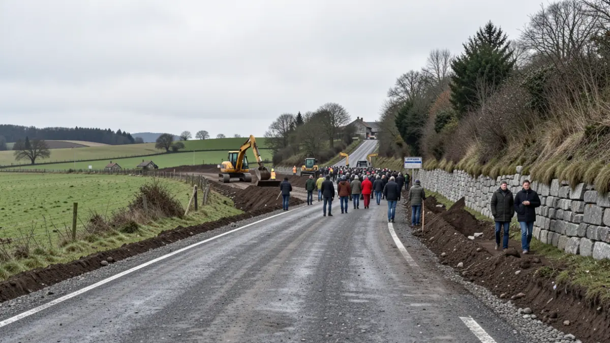 Imagen genérica de obras de mejora de caminos rurales en Galicia.