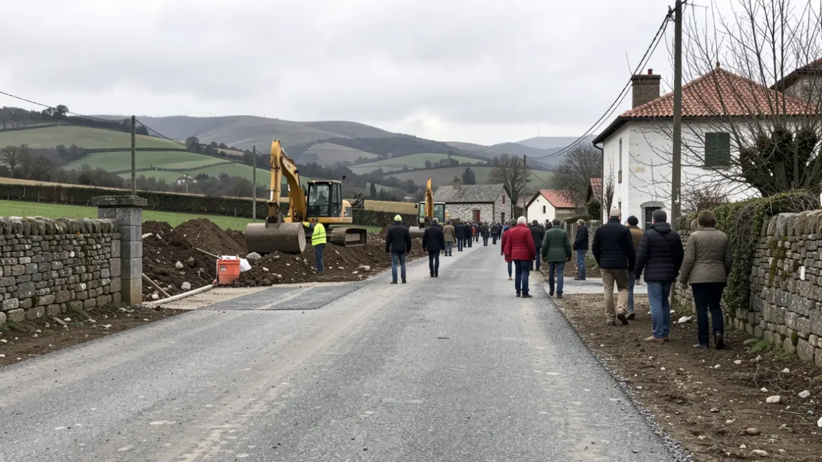 Imaxe xenérica de obras nun camiño rural en Galicia.