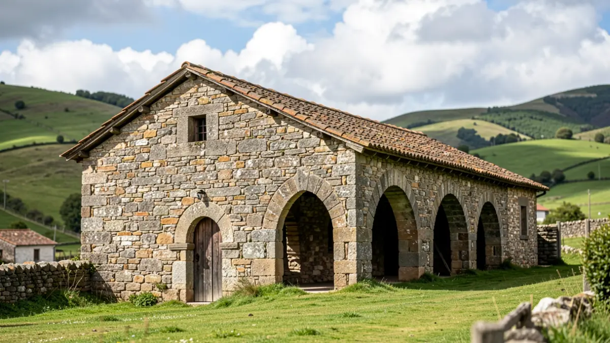 Imaxe xenérica de Pendellos, construcións tradicionais de pedra galegas.
