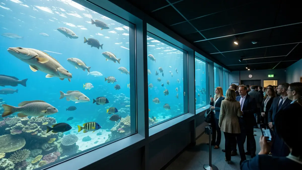 Imaxe dun visor submarino con peixes autóctonos nadando.