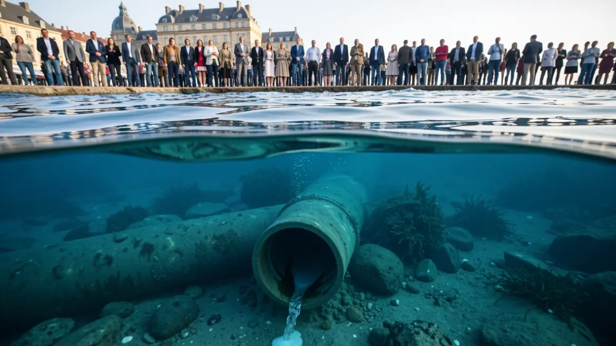 Imagen de una tubería submarina con fuga de agua dulce.