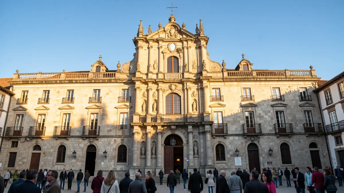Fachada do Hostal dos Reis Católicos en Santiago de Compostela.